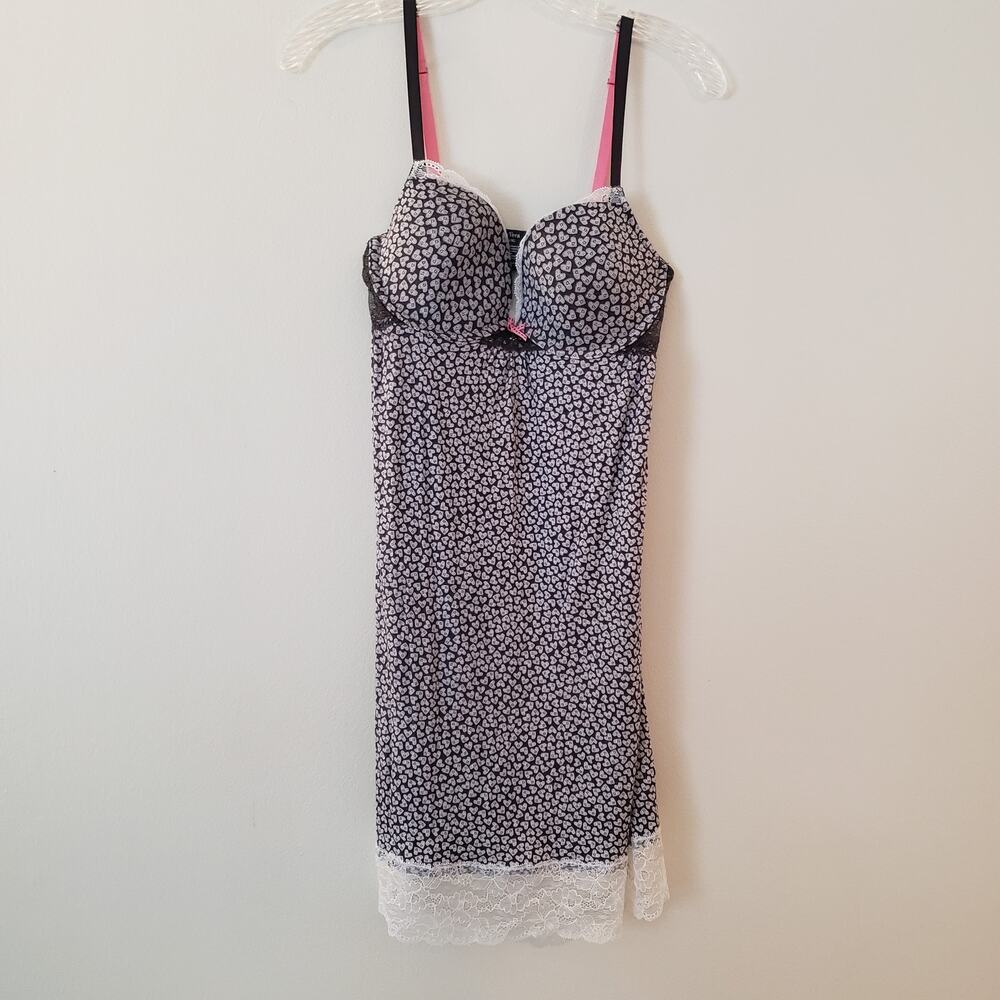 Vera Wang Valentine's Heart Print Underwire Babydoll Lingerie Size L